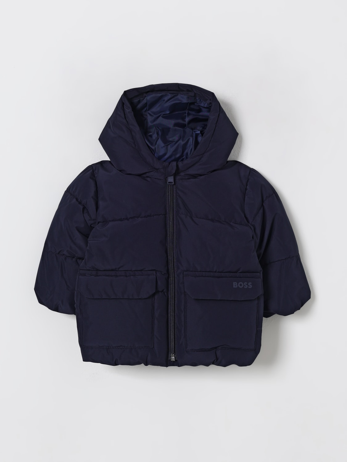 BOSS GIACCA: Piumino con cappuccio Boss, Blue Navy - Img 1