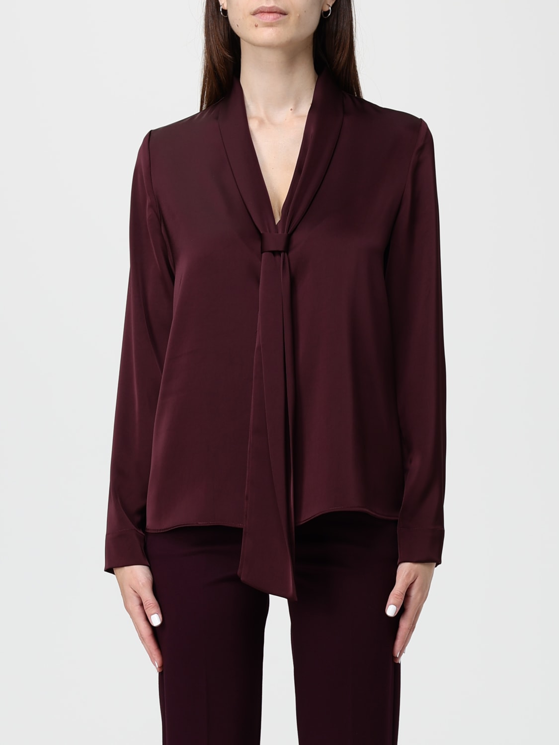 HANITA TOP: Blusa classica Hanita in raso , Bordeaux - Img 1