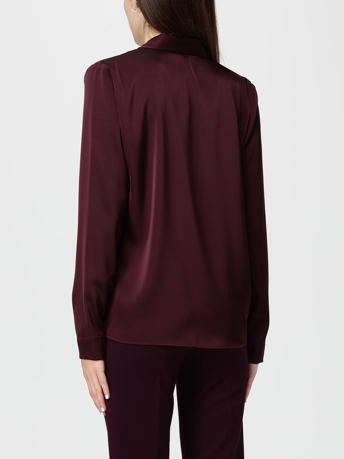 HANITA TOP: Blusa classica Hanita in raso , Bordeaux - Img 3