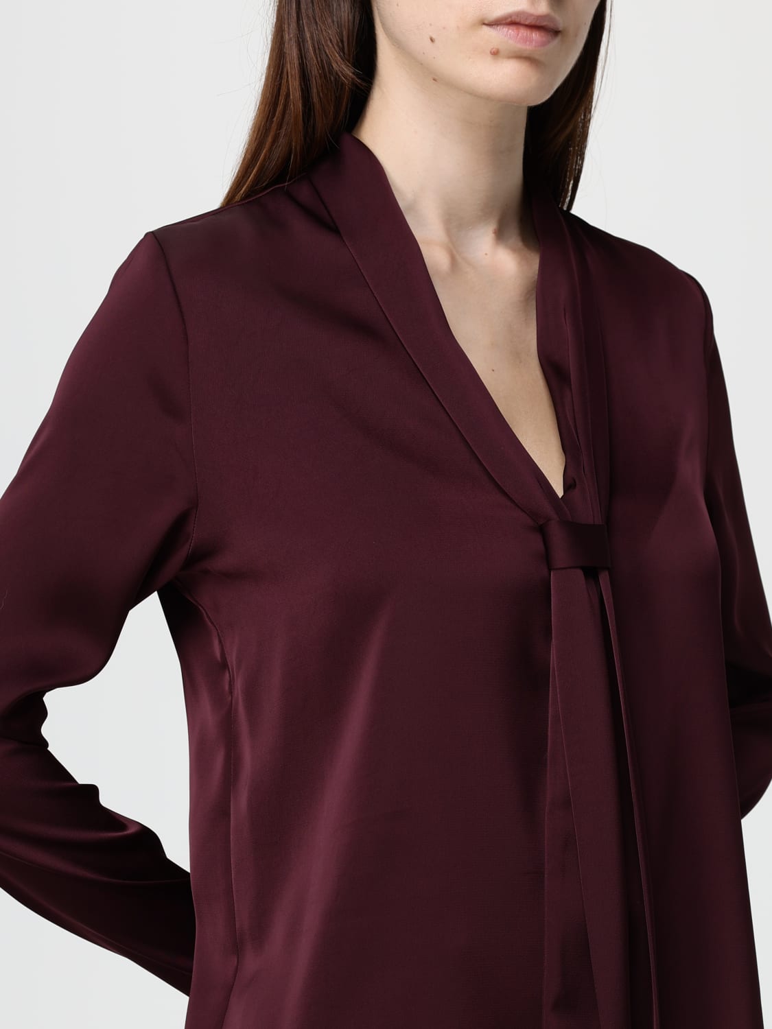 HANITA TOP: Blusa classica Hanita in raso , Bordeaux - Img 4