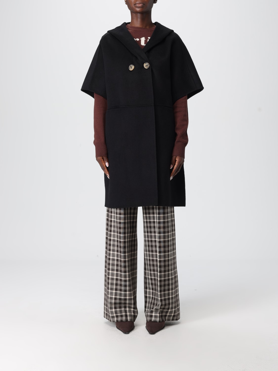 HANITA COAT: Cape woman Hanita, Black - Img 1