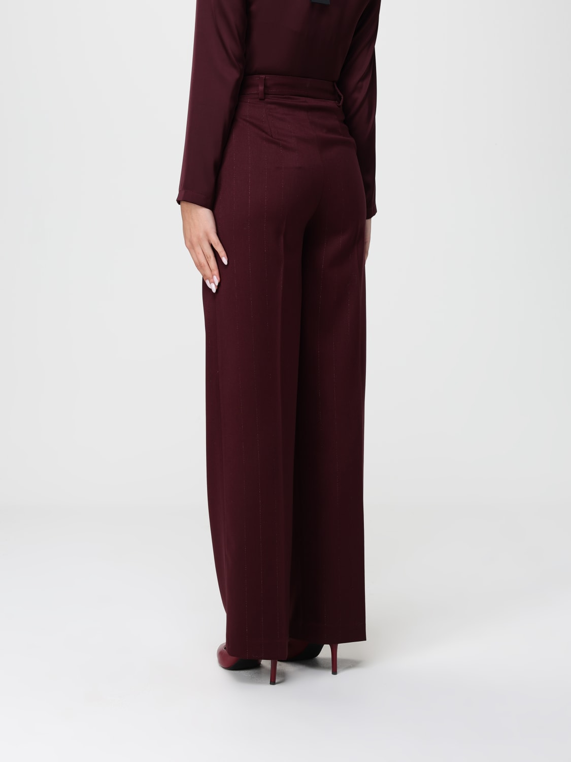 HANITA PANTALONI: Pantalone classico Hanita in misto viscosa gessato , Bordeaux - Img 2