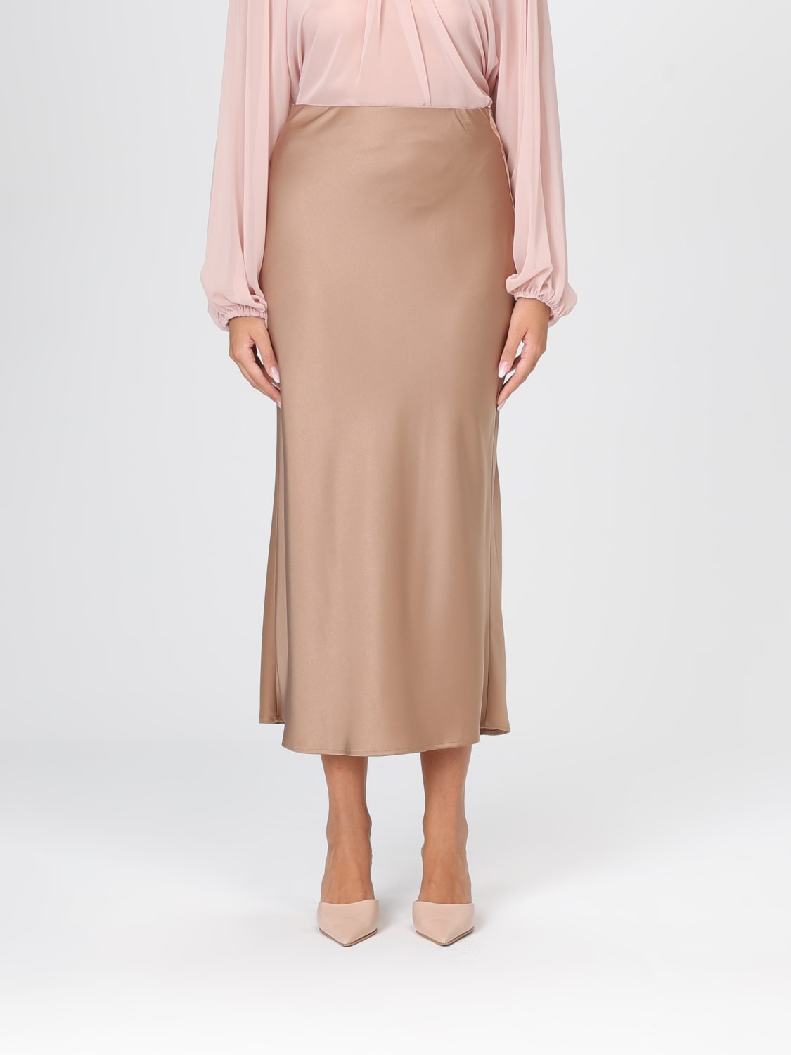 HANITA GONNA: Gonna midi Hanita in raso , Naturale - Img 1