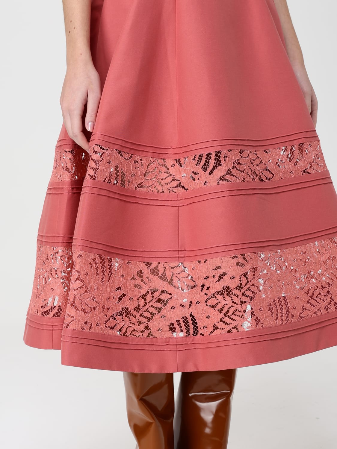 MARNI ABITO: Abito Marni in cotone con inserti in pizzo , Corallo - Img 4