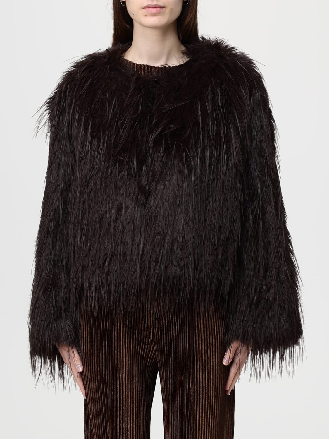 MEIMEIJ FUR COAT: Jacket woman Meimeij, Brown - Img 1