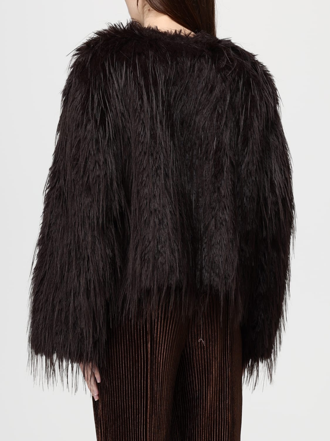 MEIMEIJ FUR COAT: Jacket woman Meimeij, Brown - Img 3