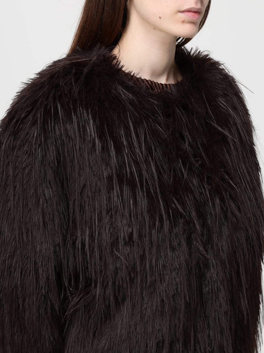 MEIMEIJ FUR COAT: Jacket woman Meimeij, Brown - Img 5