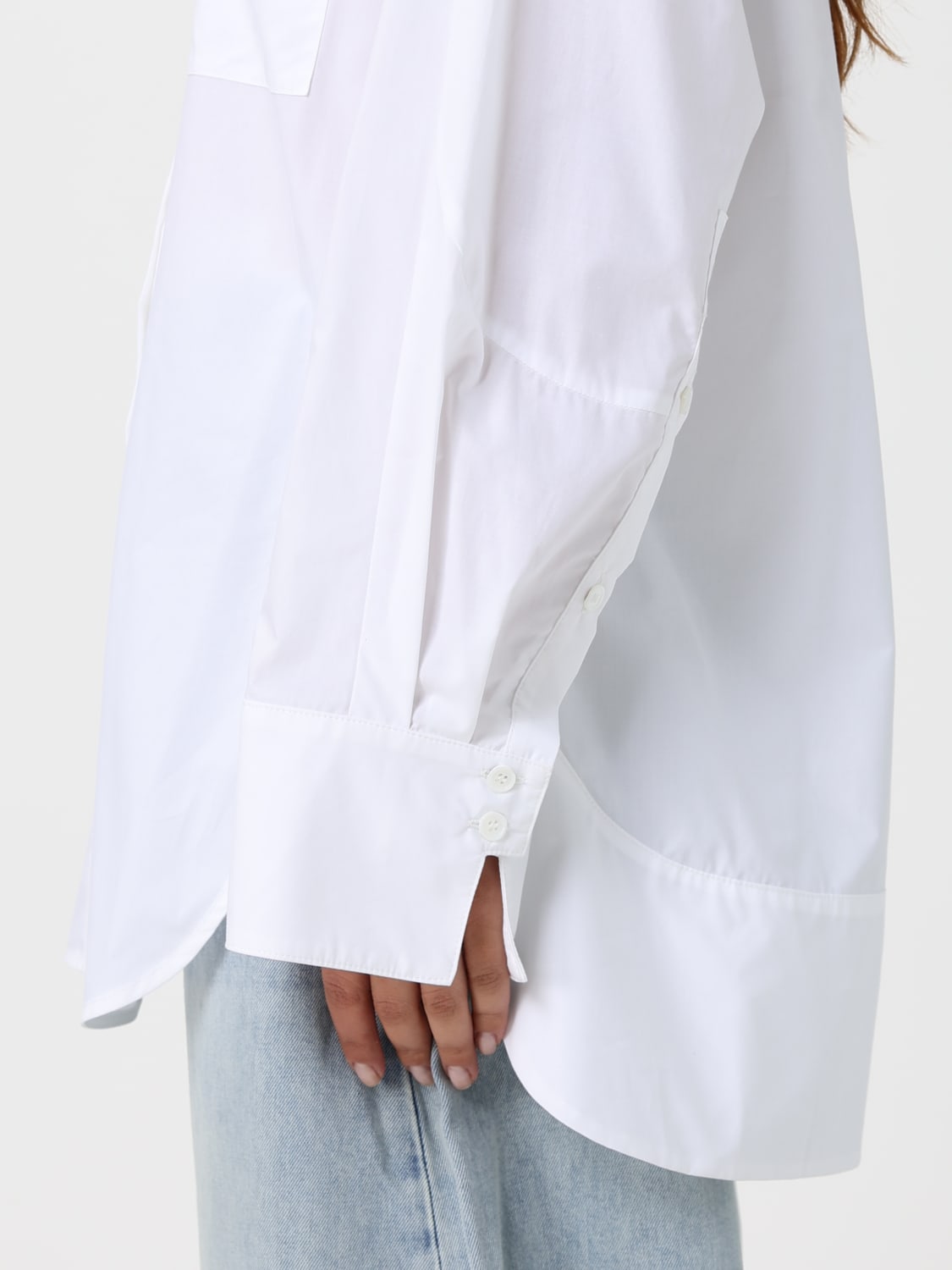 MEIMEIJ CAMICIA: Camicia oversize Meimeij in popeline di cotone , Bianco - Img 3