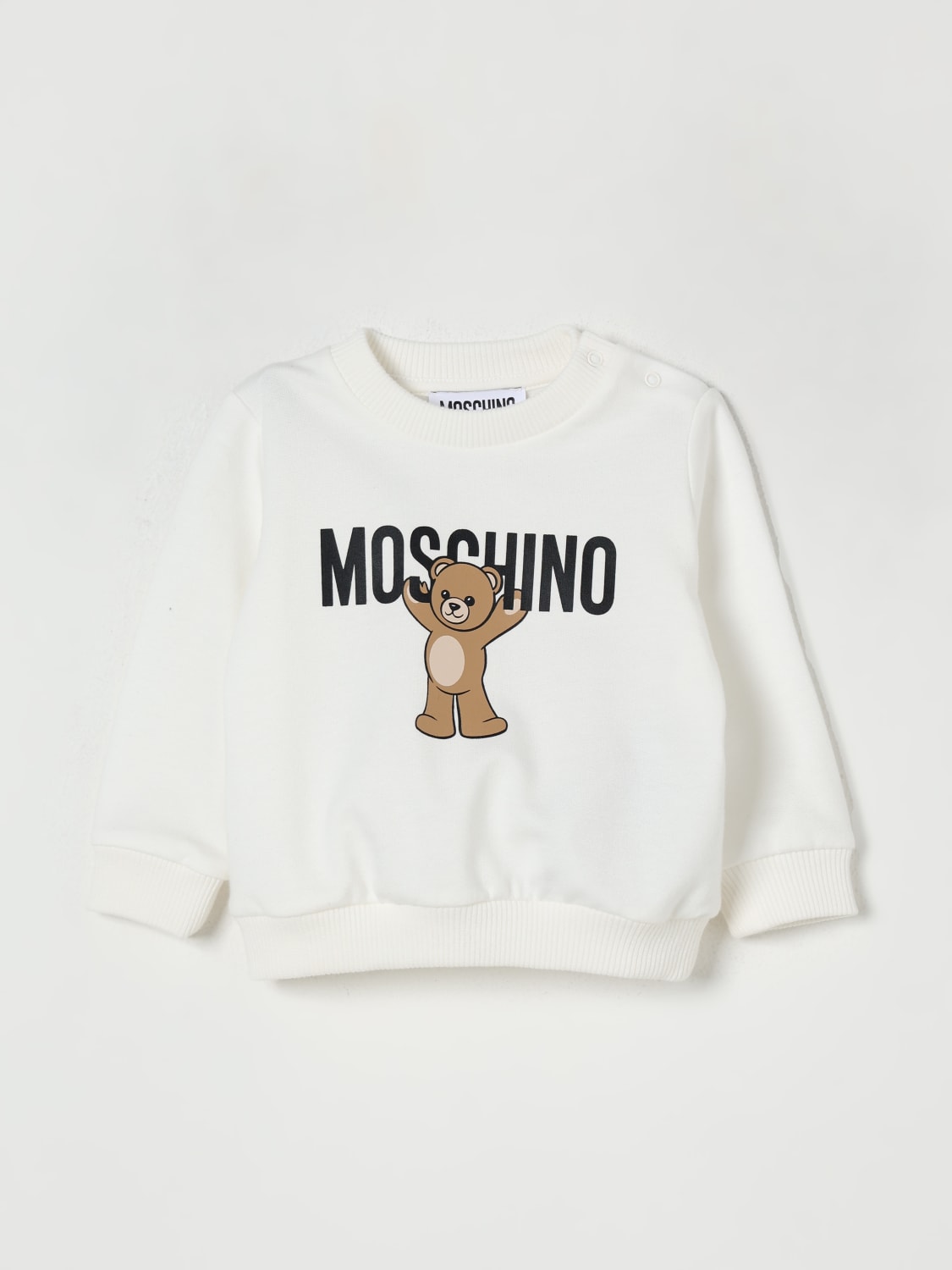 MOSCHINO MAGLIA: Felpa Moschino in cotone con logo , Panna - Img 1