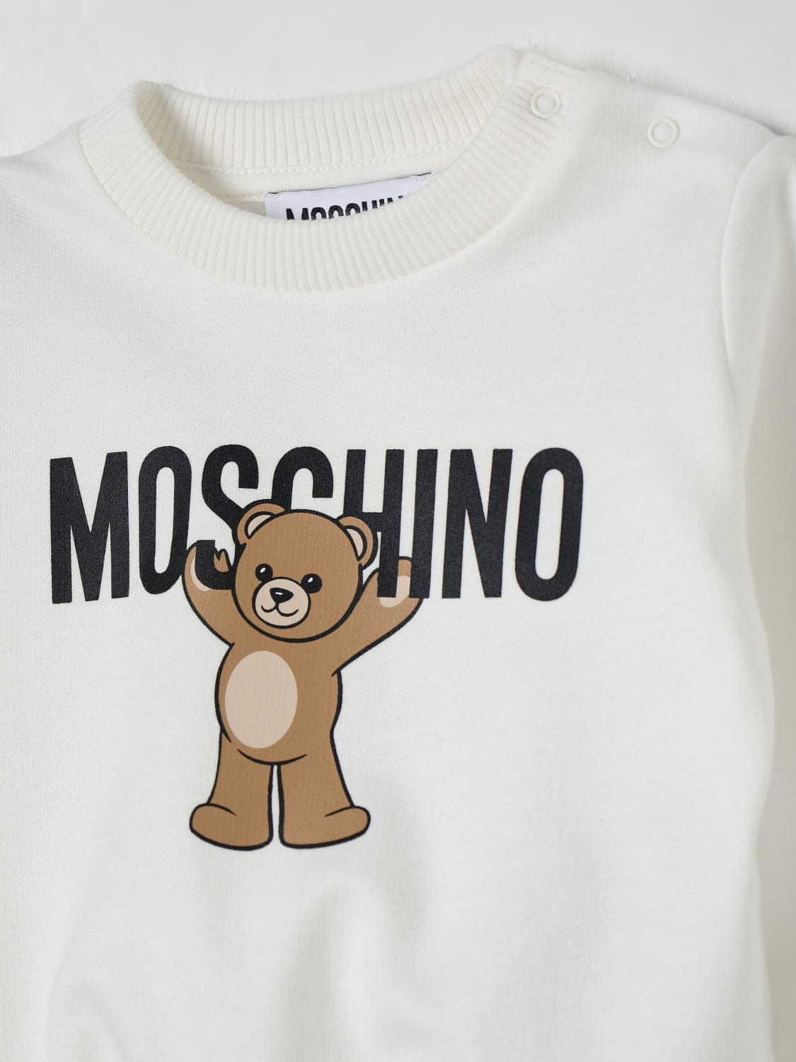 MOSCHINO MAGLIA: Felpa Moschino in cotone con logo , Panna - Img 3