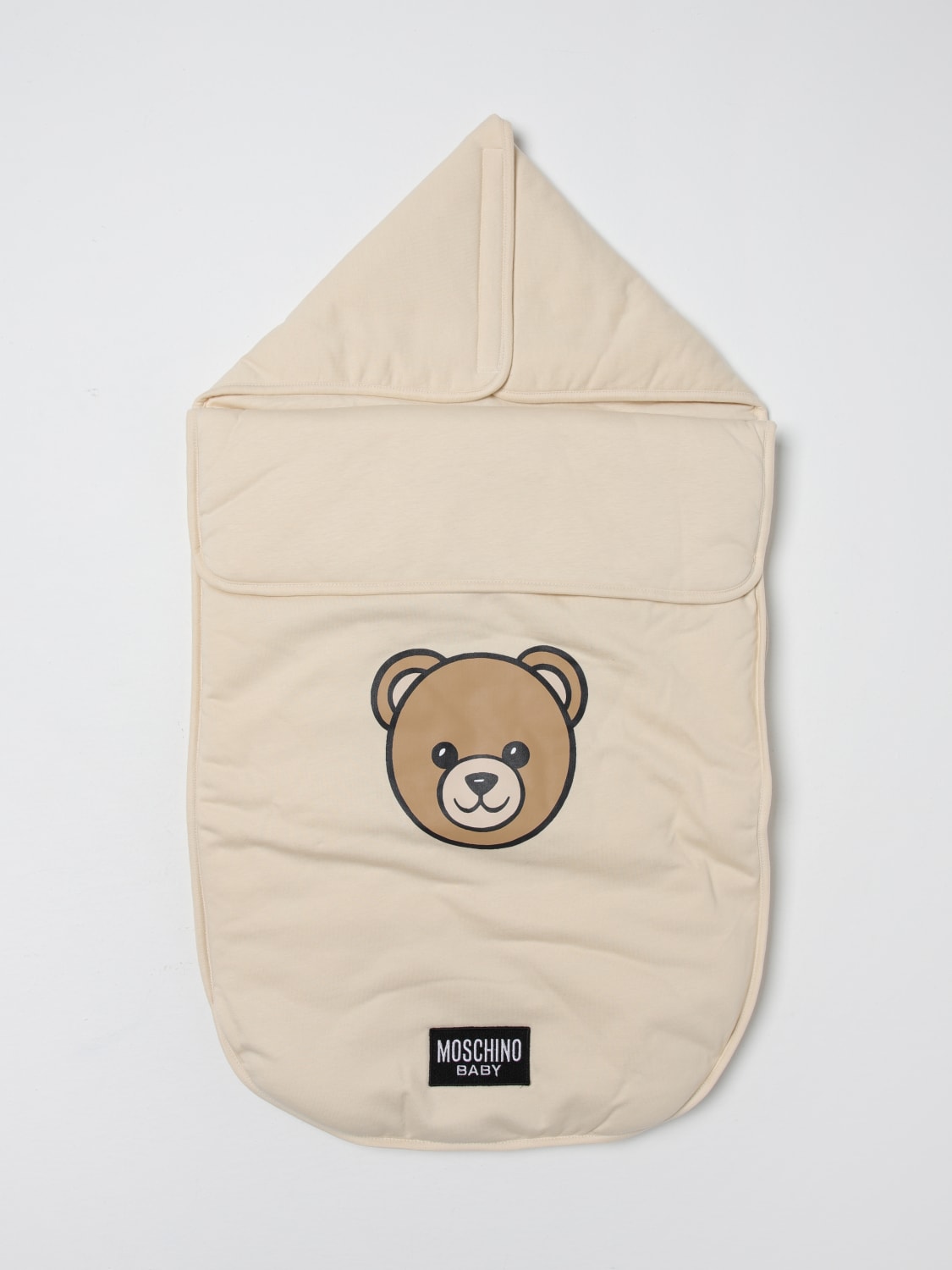 MOSCHINO CORREDI BAMBINI: Sacco nanna Teddy Moschino in cotone, Beige - Img 1