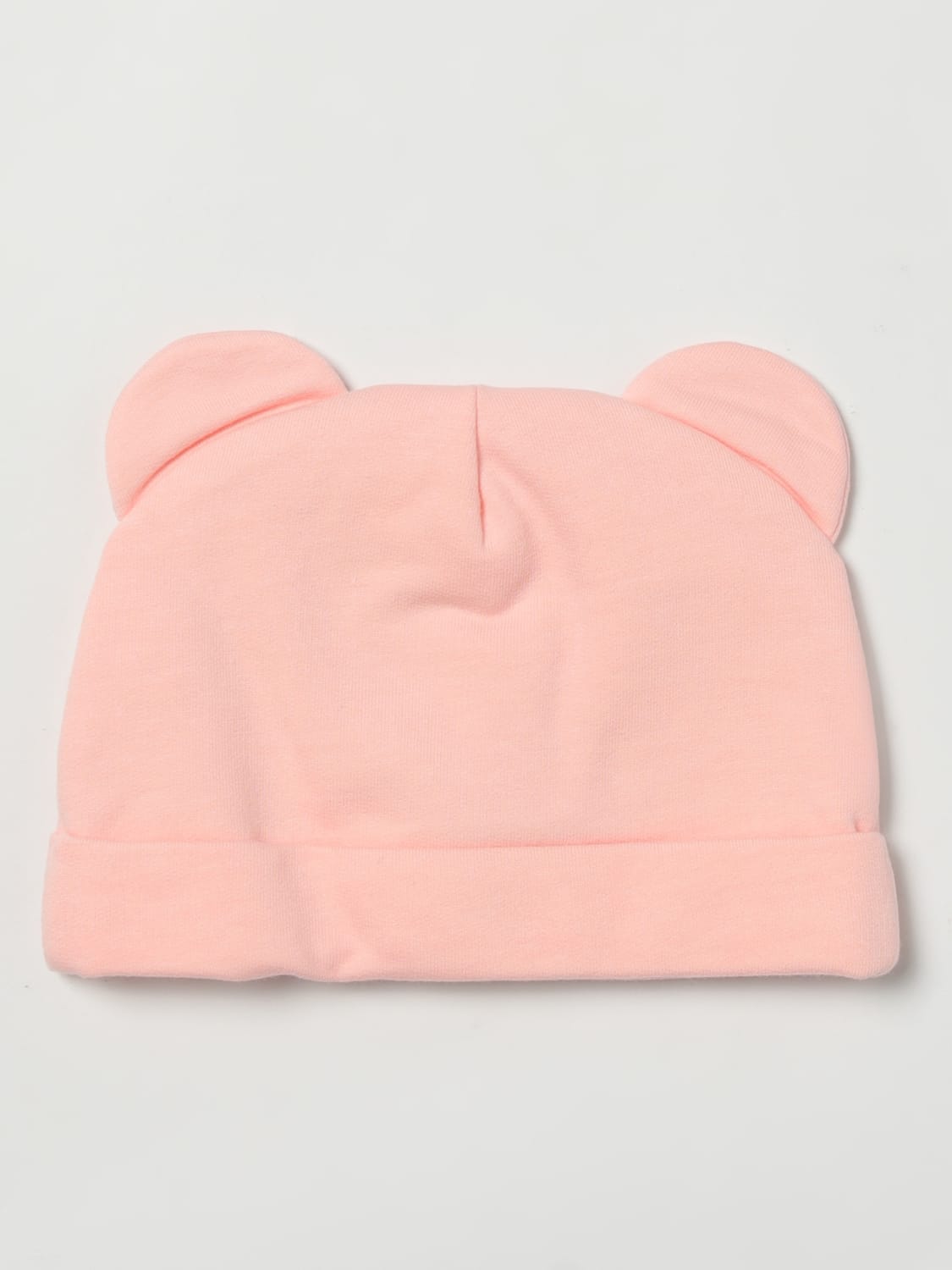 MOSCHINO BLANKET SET: Moschino Teddy cotton hat and bib set, Pink - Img 2