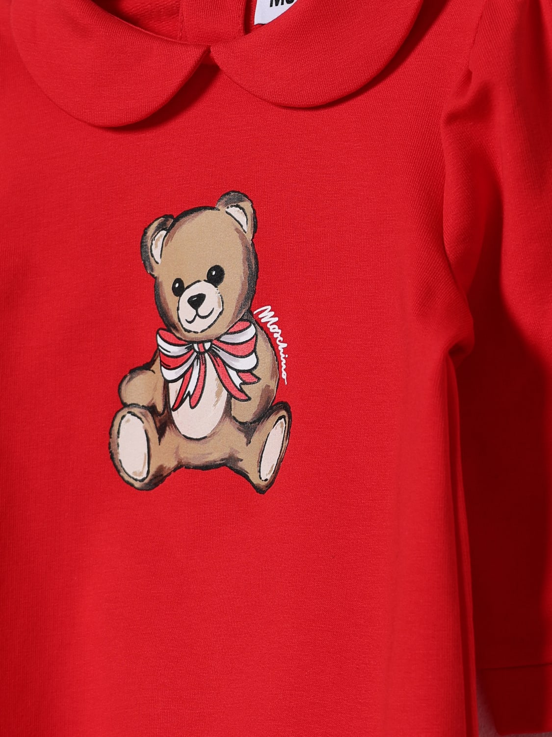 MOSCHINO TUTA: Tuta in cotone Teddy Moschino, Rosso - Img 3