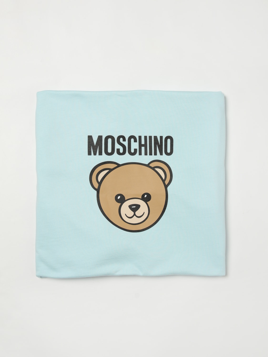 MOSCHINO COPRILETTI E PLAID: Copertina in cotone Teddy Moschino, Azzurro - Img 1