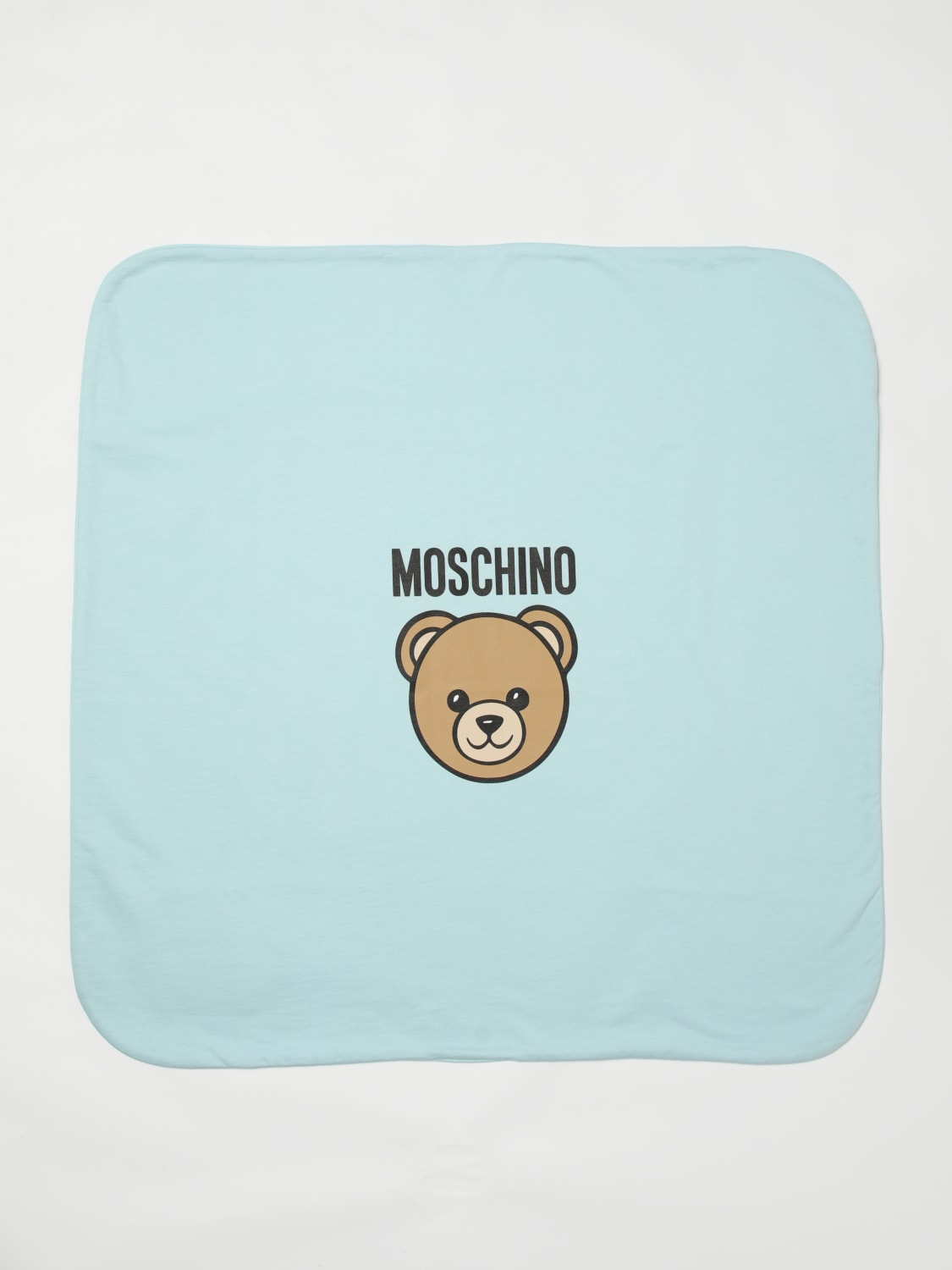 MOSCHINO COPRILETTI E PLAID: Copertina in cotone Teddy Moschino, Azzurro - Img 2