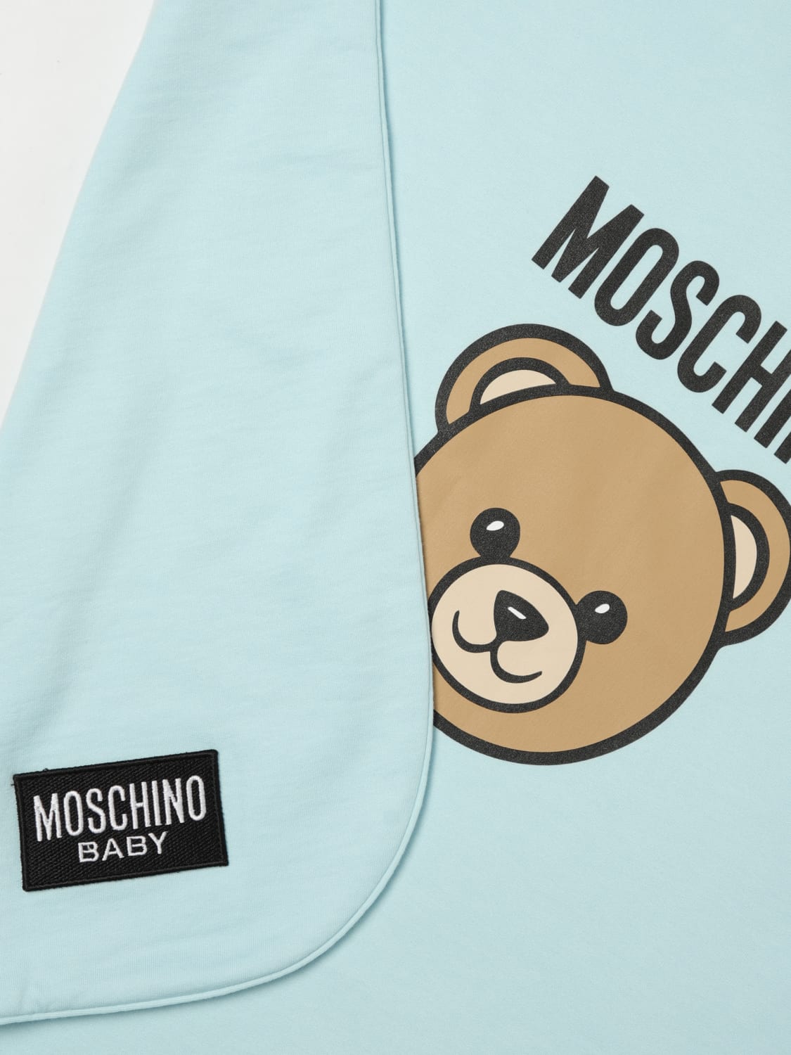 MOSCHINO COPRILETTI E PLAID: Copertina in cotone Teddy Moschino, Azzurro - Img 3