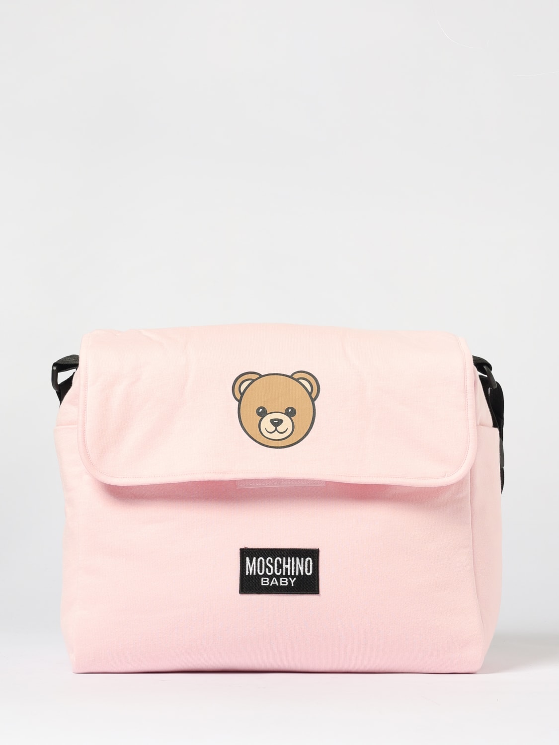 MOSCHINO CORREDI BAMBINI: Diaper Bag Moschino Teddy in cotone, Rosa - Img 1