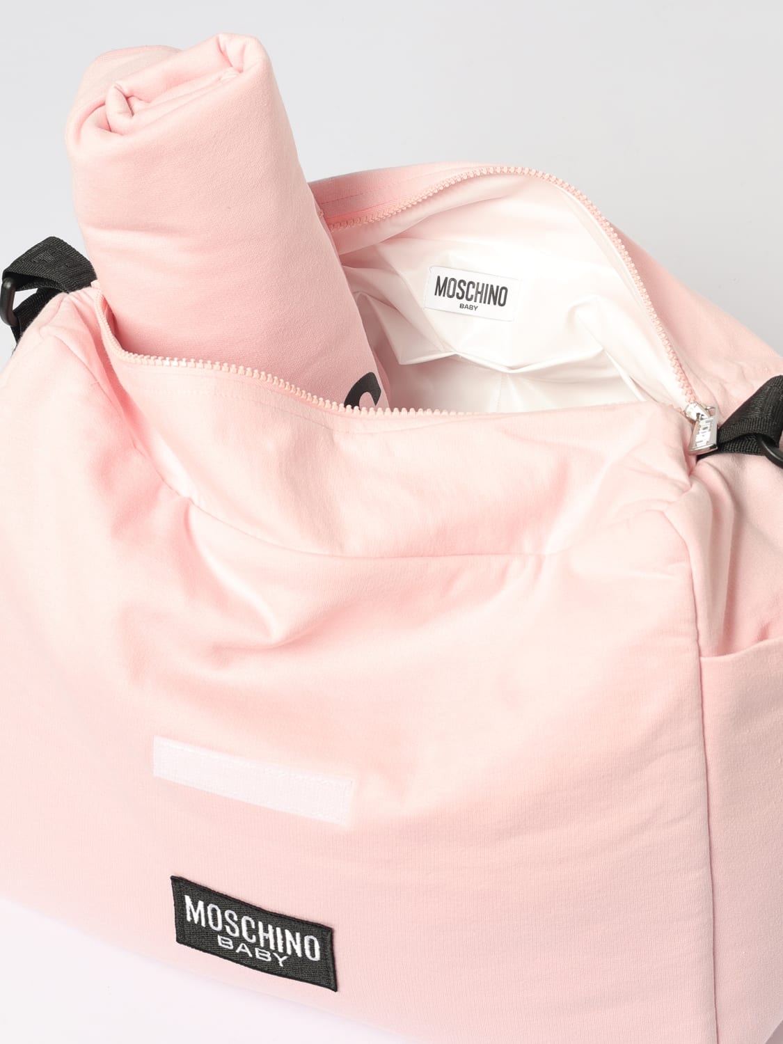 MOSCHINO CORREDI BAMBINI: Diaper Bag Moschino Teddy in cotone, Rosa - Img 4