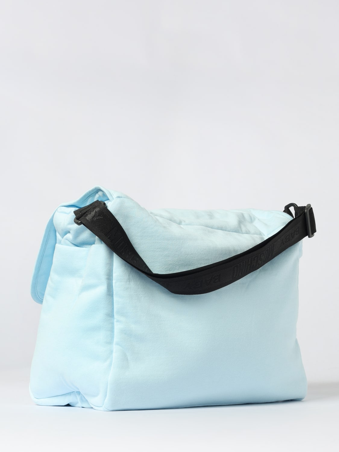 MOSCHINO CORREDI BAMBINI: Diaper Bag Moschino Teddy in cotone, Celeste - Img 2