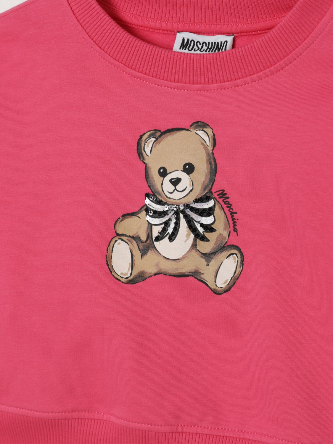 MOSCHINO MAGLIA: Felpa Moschino in cotone con logo , Lampone - Img 3