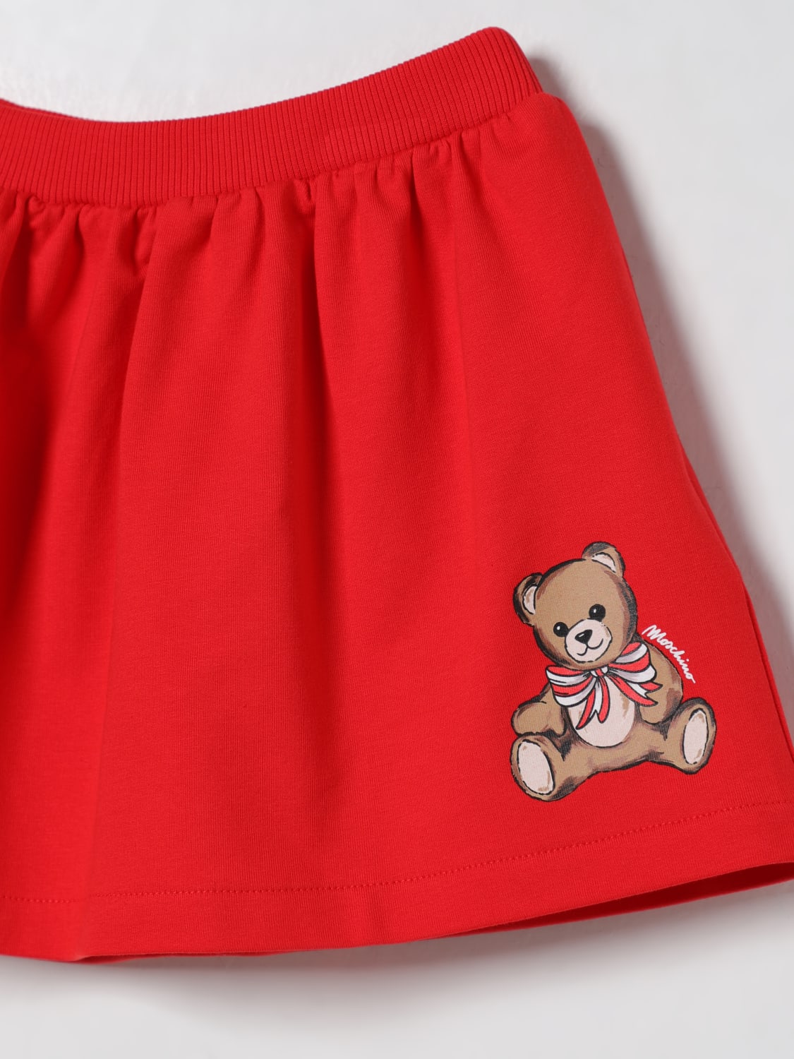 MOSCHINO GONNA: Gonna in cotone Teddy Moschino, Rosso - Img 3