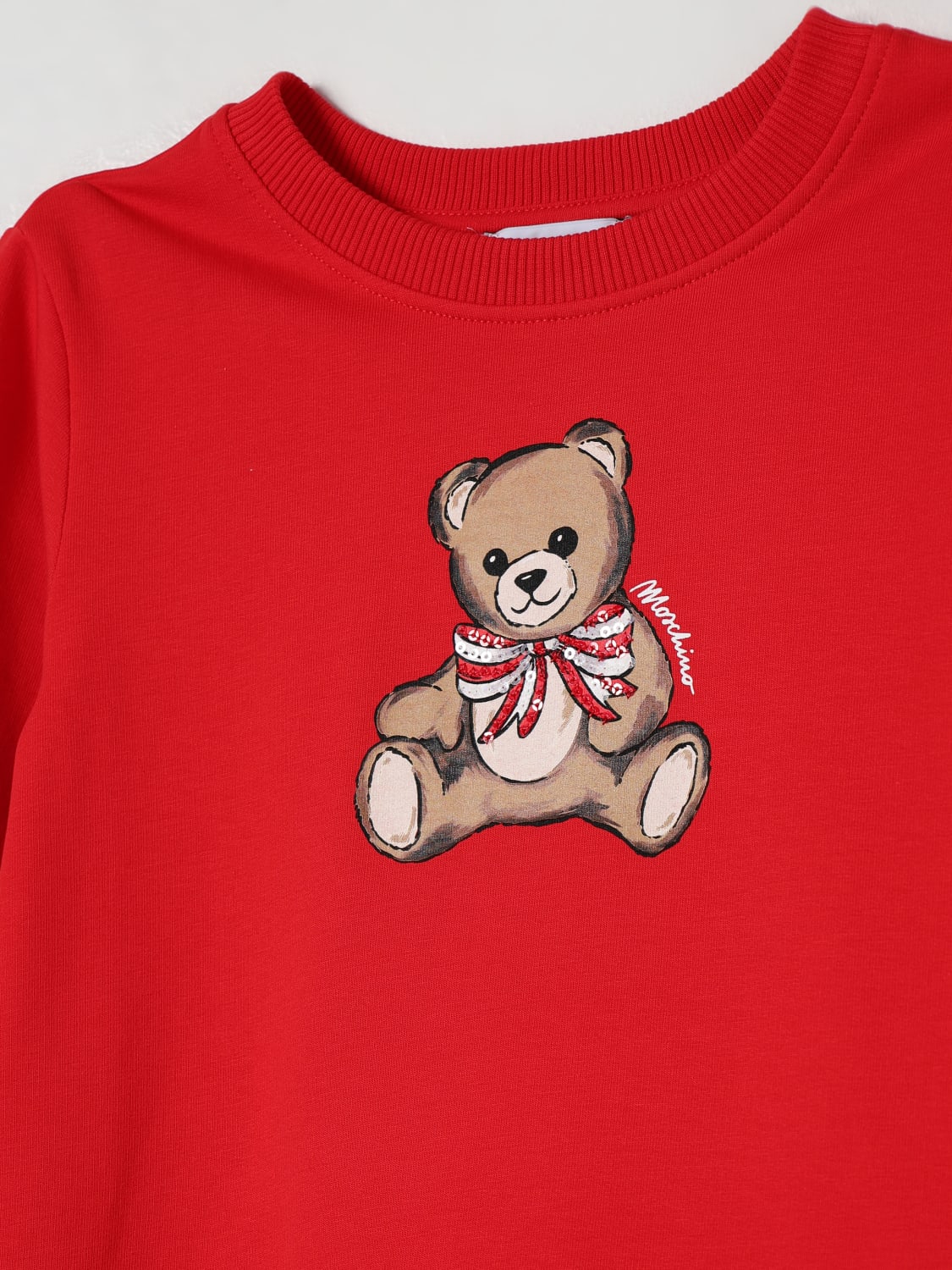 MOSCHINO ABITO: Abito in cotone Teddy Moschino, Rosso - Img 3