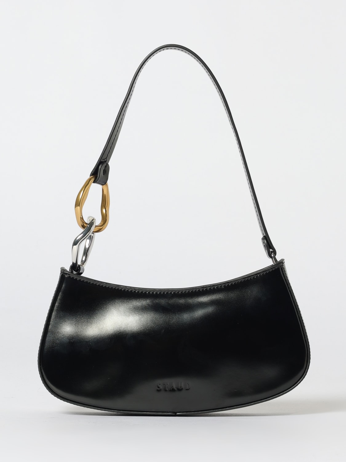 STAUD BORSA A SPALLA: Borsa Ollie Staud in pelle lucida , Nero - Img 1