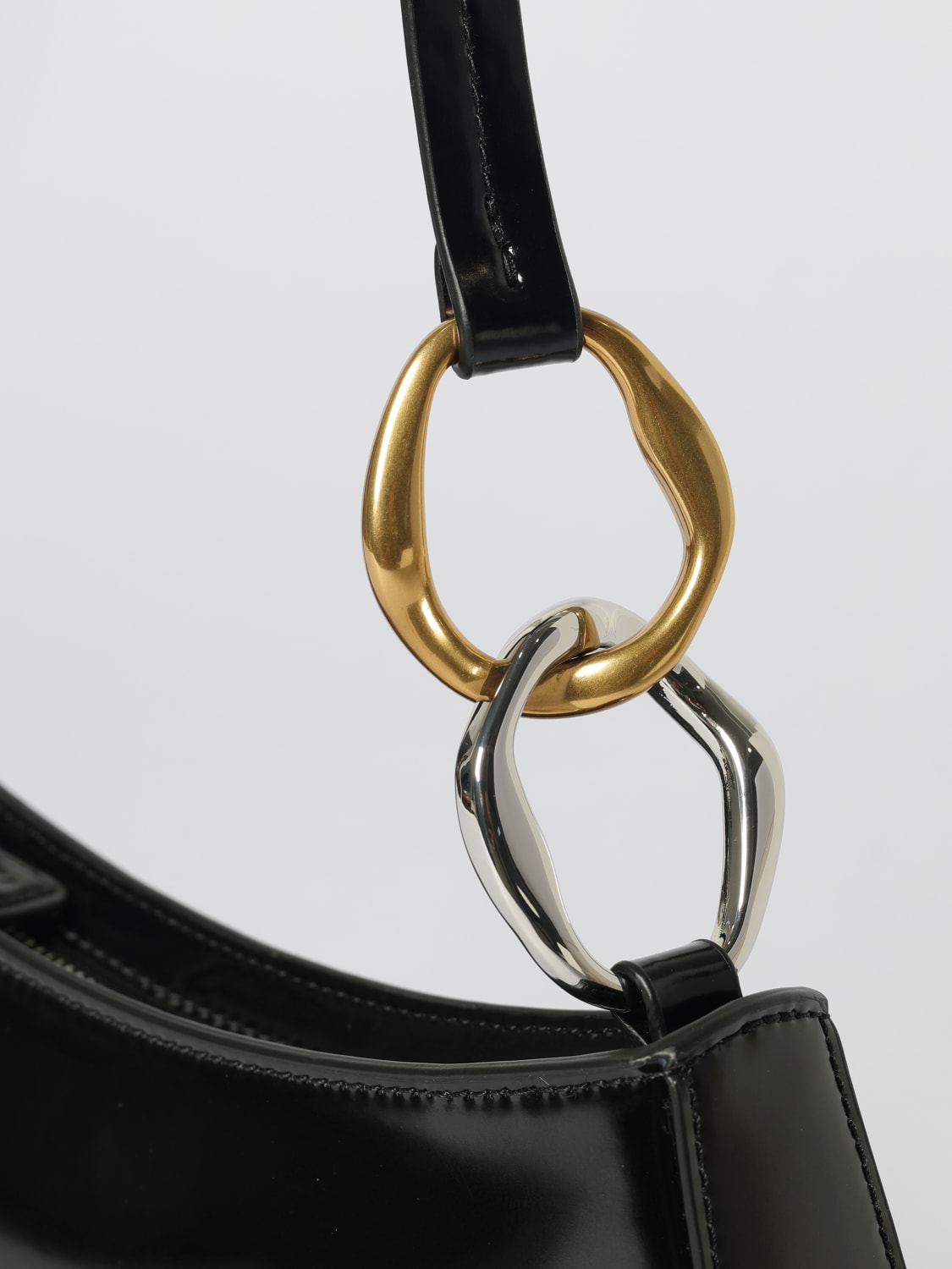 STAUD BORSA A SPALLA: Borsa Ollie Staud in pelle lucida , Nero - Img 3