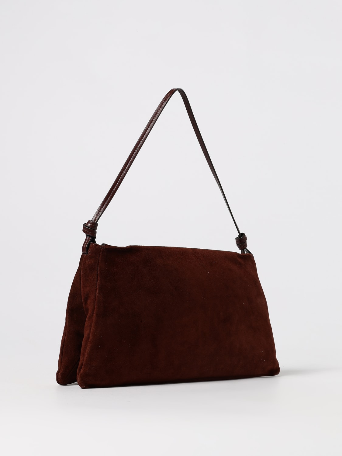 STAUD BORSA A SPALLA: Borsa a spalla Wally in pelle scamosciata Staud, Mogano - Img 2