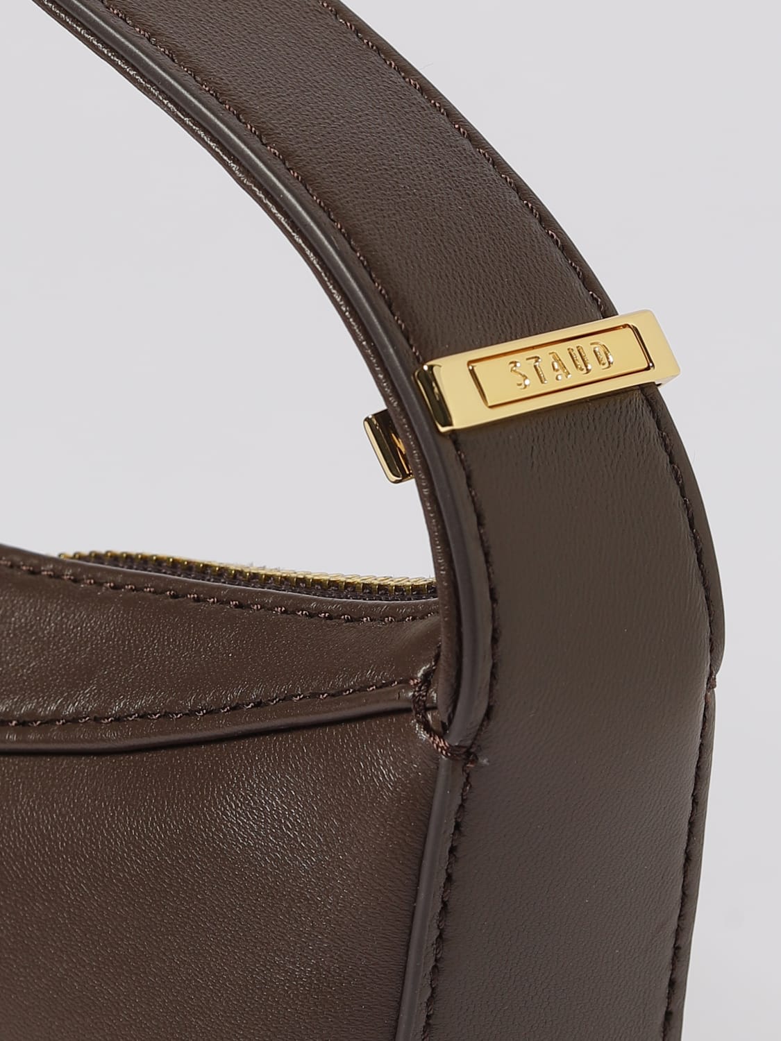 STAUD BORSA A MANO: Borsa a spalla Demy mini hobo in pelle Staud, Marrone - Img 3