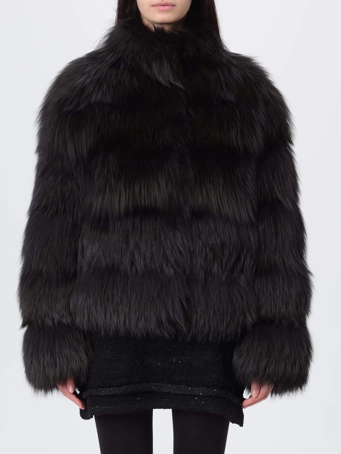 SIMONETTA RAVIZZA ABRIGO DE PIEL: Abrigo mujer Simonetta Ravizza, Marrón Oscuro - Img 1