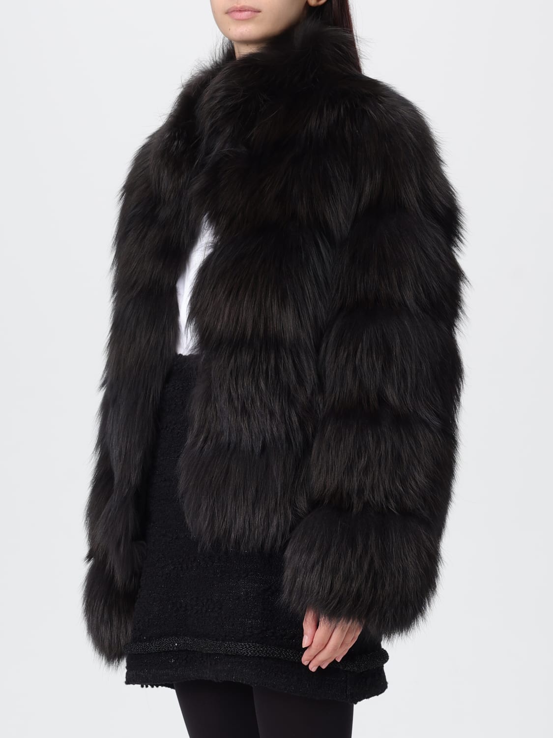 SIMONETTA RAVIZZA ABRIGO DE PIEL: Abrigo mujer Simonetta Ravizza, Marrón Oscuro - Img 3