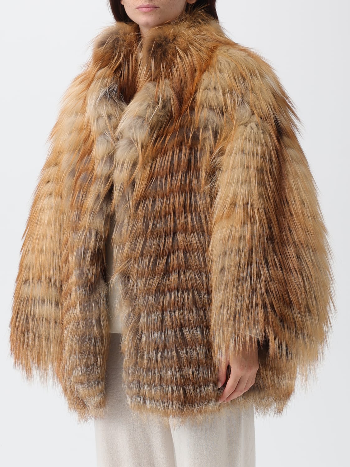 SIMONETTA RAVIZZA PELZMANTEL: Mantel damen Simonetta Ravizza, Honey - Img 3