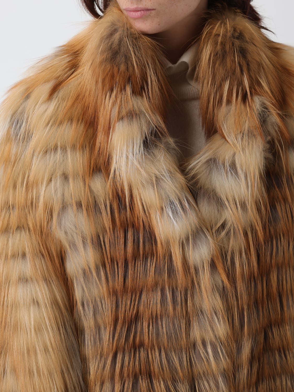 SIMONETTA RAVIZZA PELZMANTEL: Mantel damen Simonetta Ravizza, Honey - Img 4