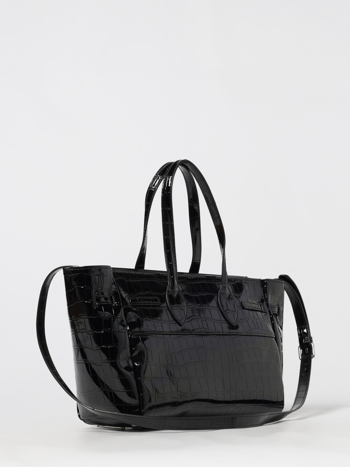 SECRET PON-PON BORSA A SPALLA: Borsa Marlene Tote Medium Secret Pon-Pon in pelle sintetica stampa cocco , Nero - Img 2