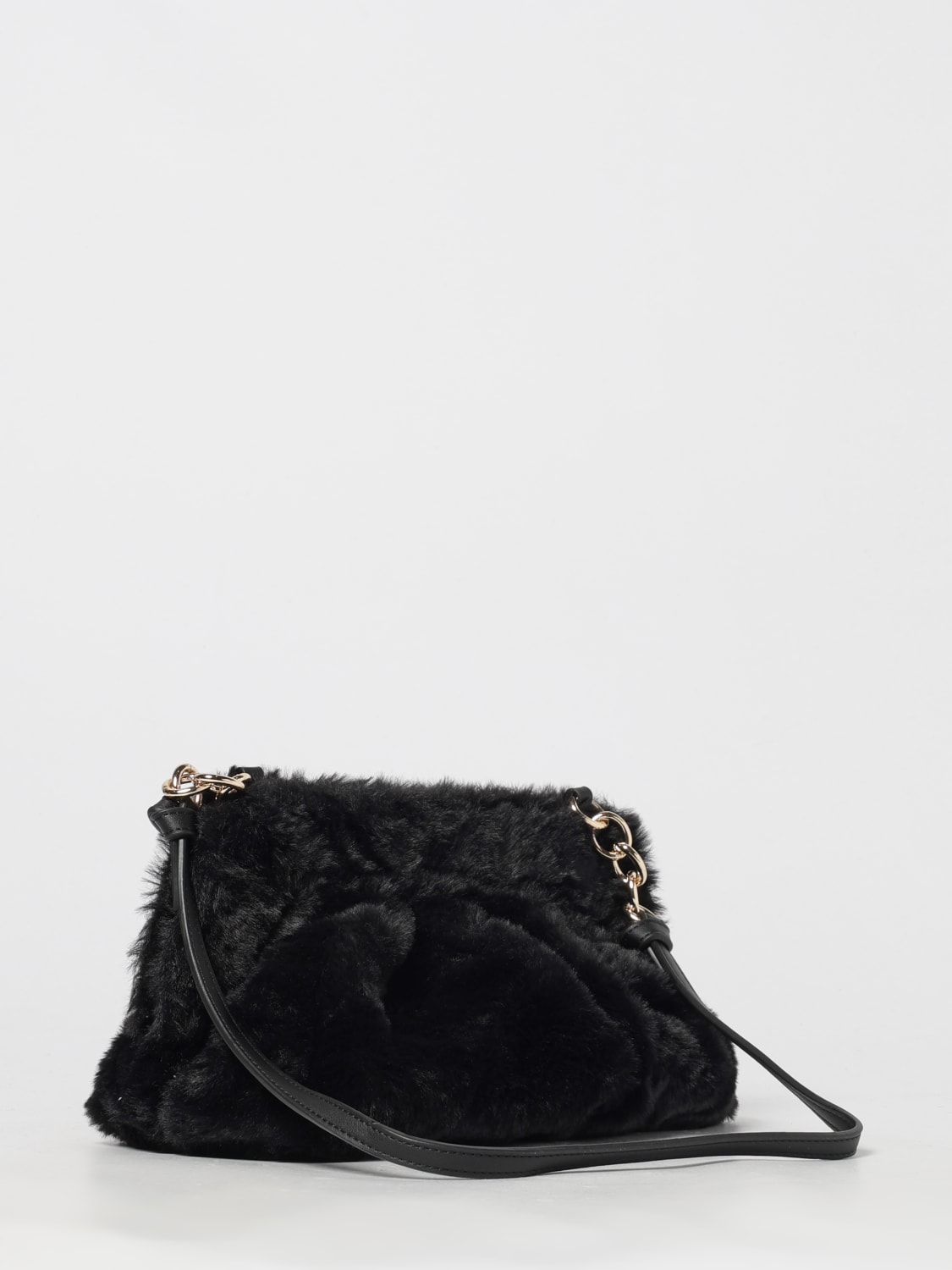 SECRET PON-PON CLUTCH: Clutch Margaret Medium Secret Pon-Pon in pelliccia sintetica, Nero - Img 2