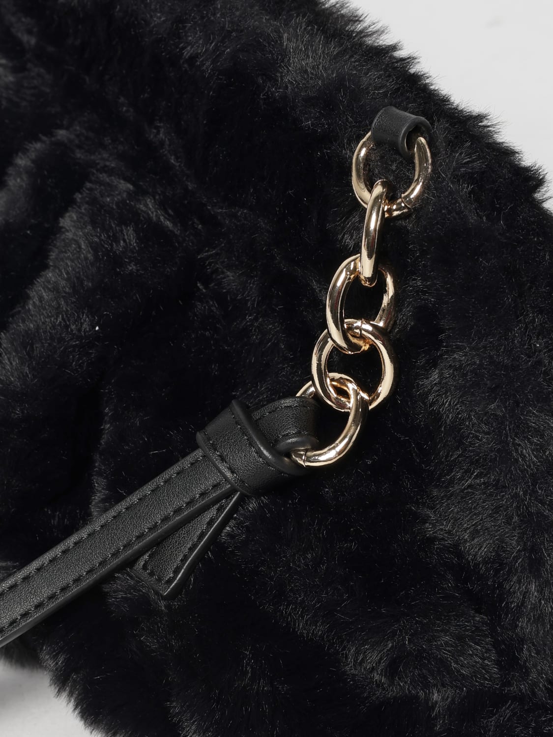 SECRET PON-PON CLUTCH: Clutch Margaret Medium Secret Pon-Pon in pelliccia sintetica, Nero - Img 3