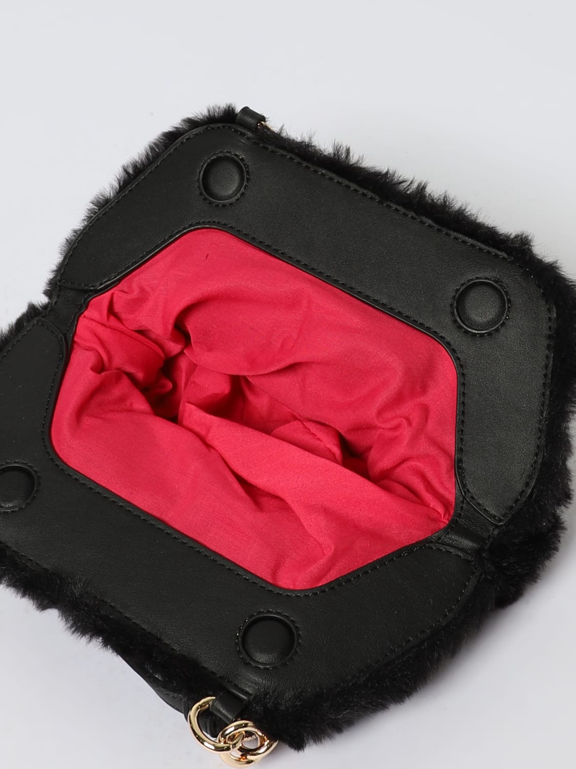 SECRET PON-PON BORSA MINI: Clutch Margaret Small Secret Pon-Pon in pelliccia sintetica, Nero - Img 3