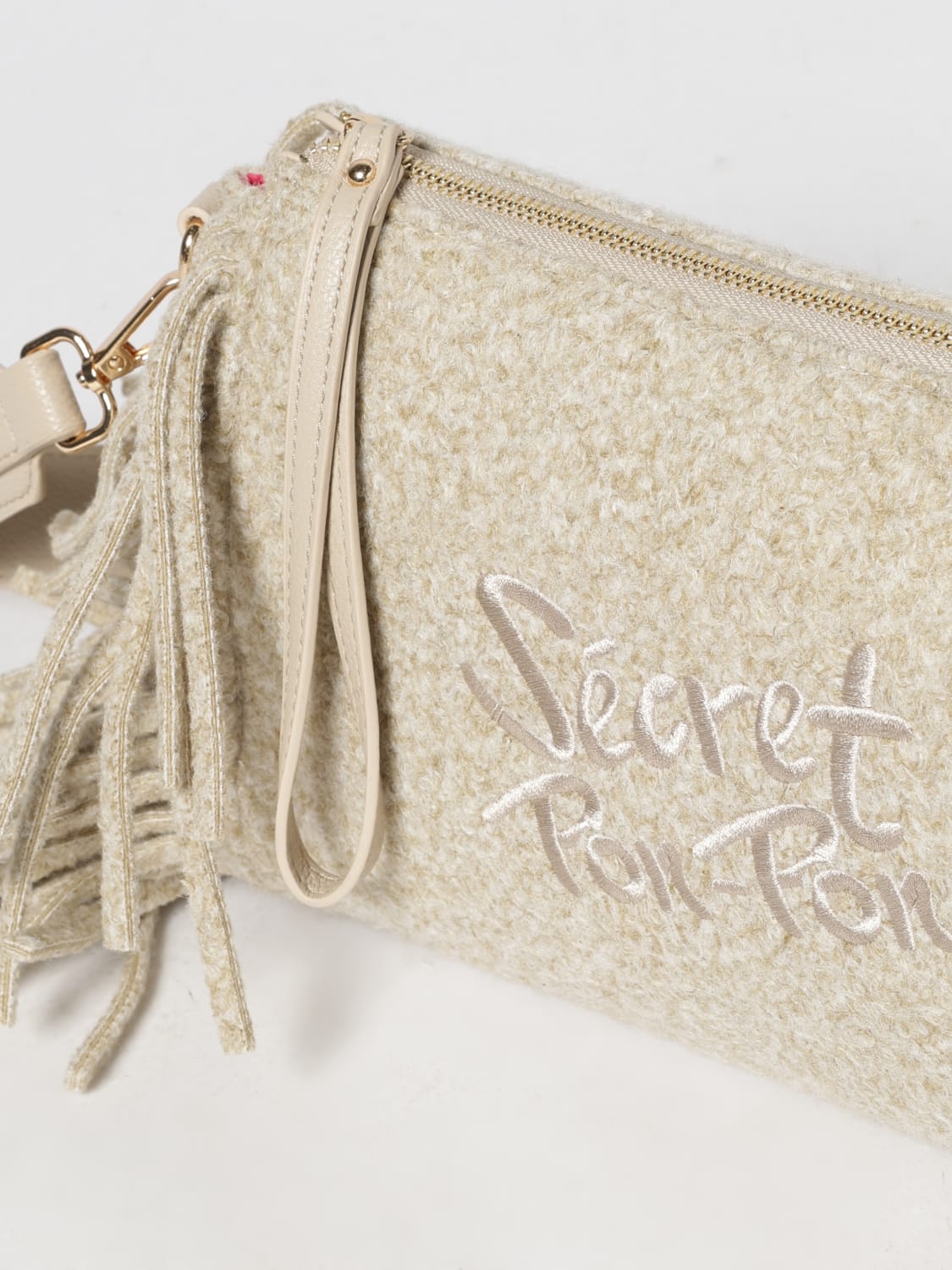 SECRET PON-PON CLUTCH: Shoulder bag woman Secret Pon-pon, Cream - Img 3