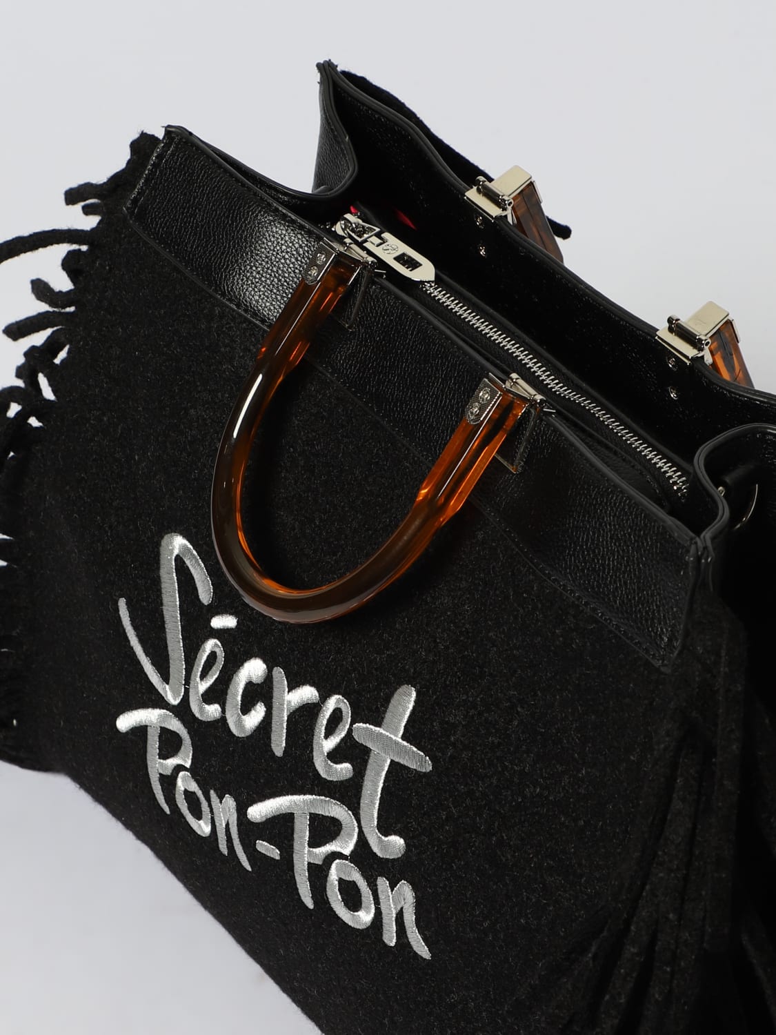 SECRET PON-PON HANDBAG: Shoulder bag woman Secret Pon-pon, Black - Img 3