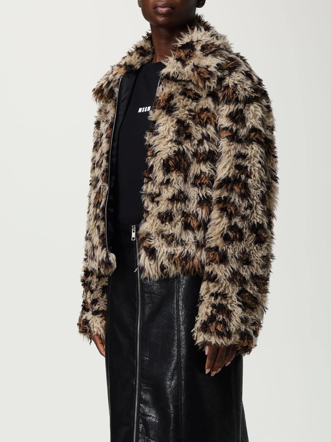 MSGM PELLICCIA: Bomber MSGM in pelliccia sintetica animalier , Beige - Img 4