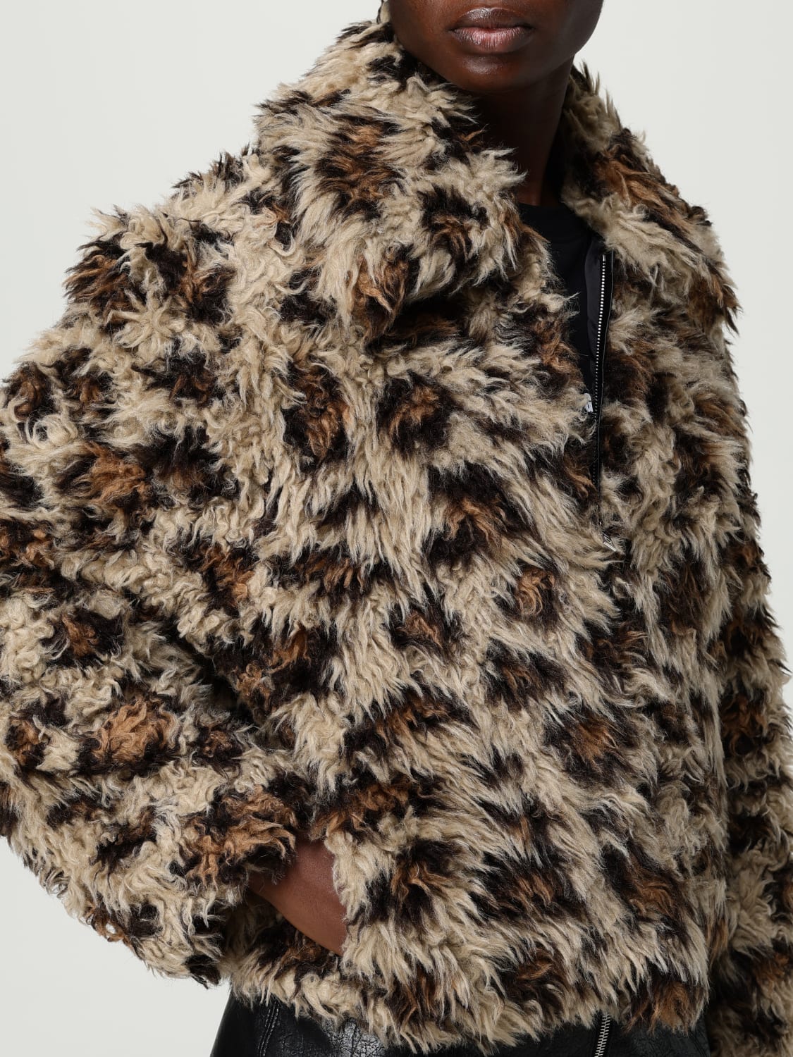 MSGM PELLICCIA: Bomber MSGM in pelliccia sintetica animalier , Beige - Img 5