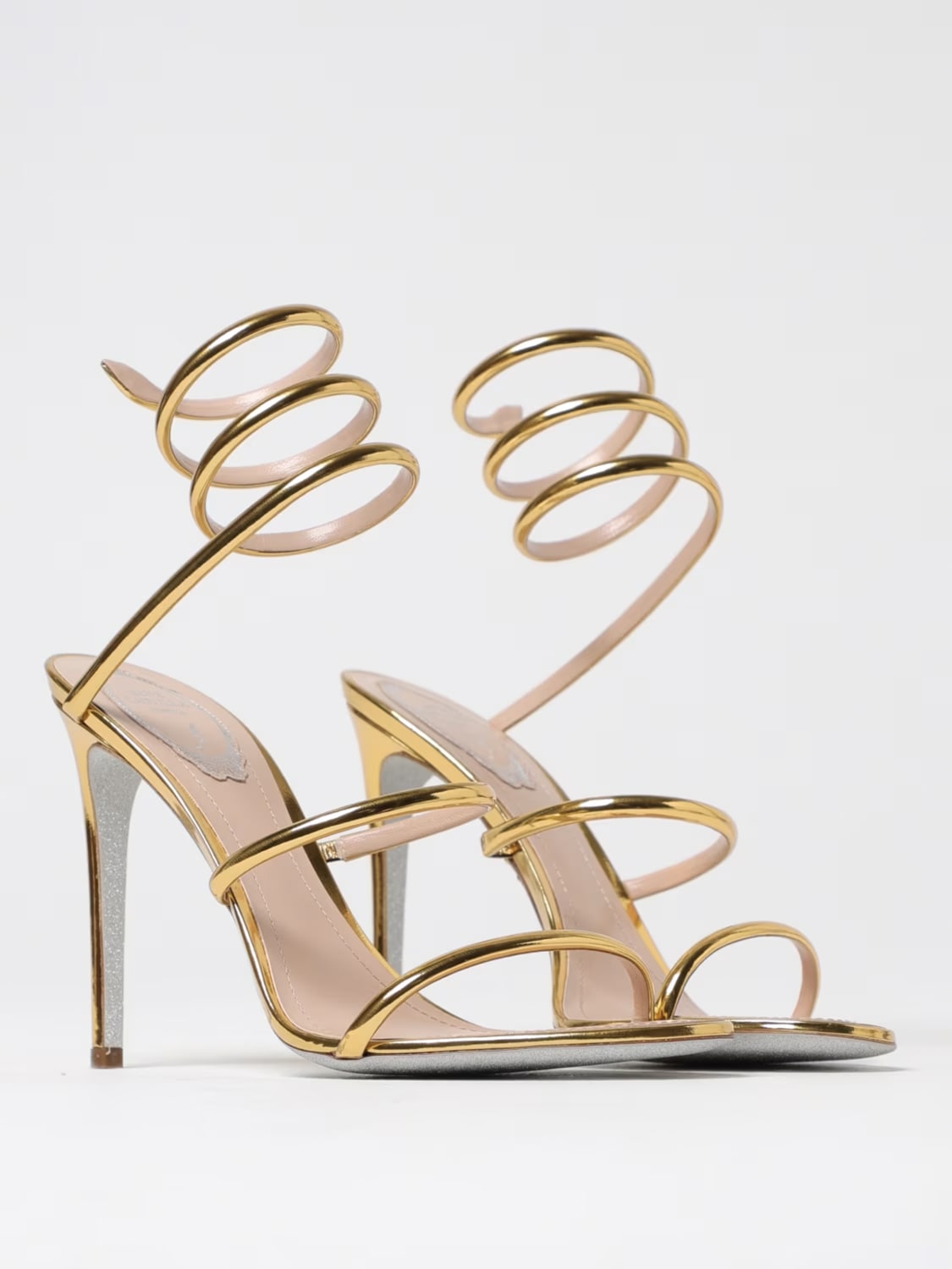 RENE CAOVILLA SANDALI CON TACCO: Sandalo Cleo Rene Caovilla in vernice laminata , Oro - Img 2