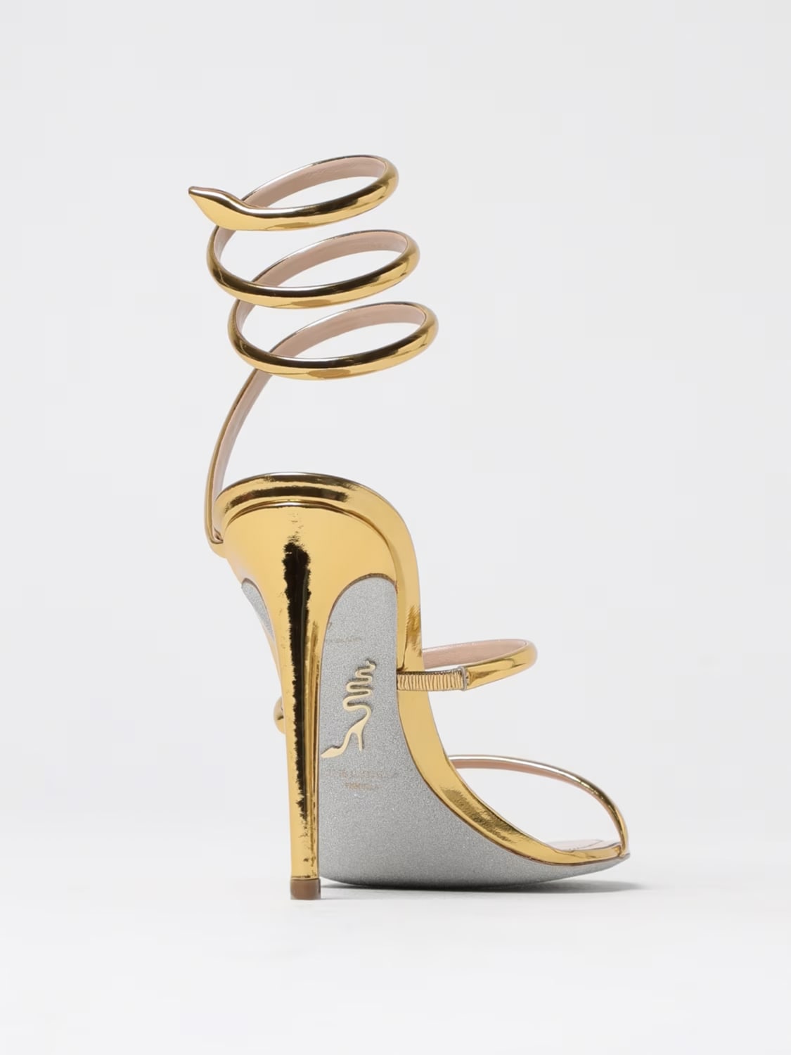 RENE CAOVILLA SANDALI CON TACCO: Sandalo Cleo Rene Caovilla in vernice laminata , Oro - Img 3