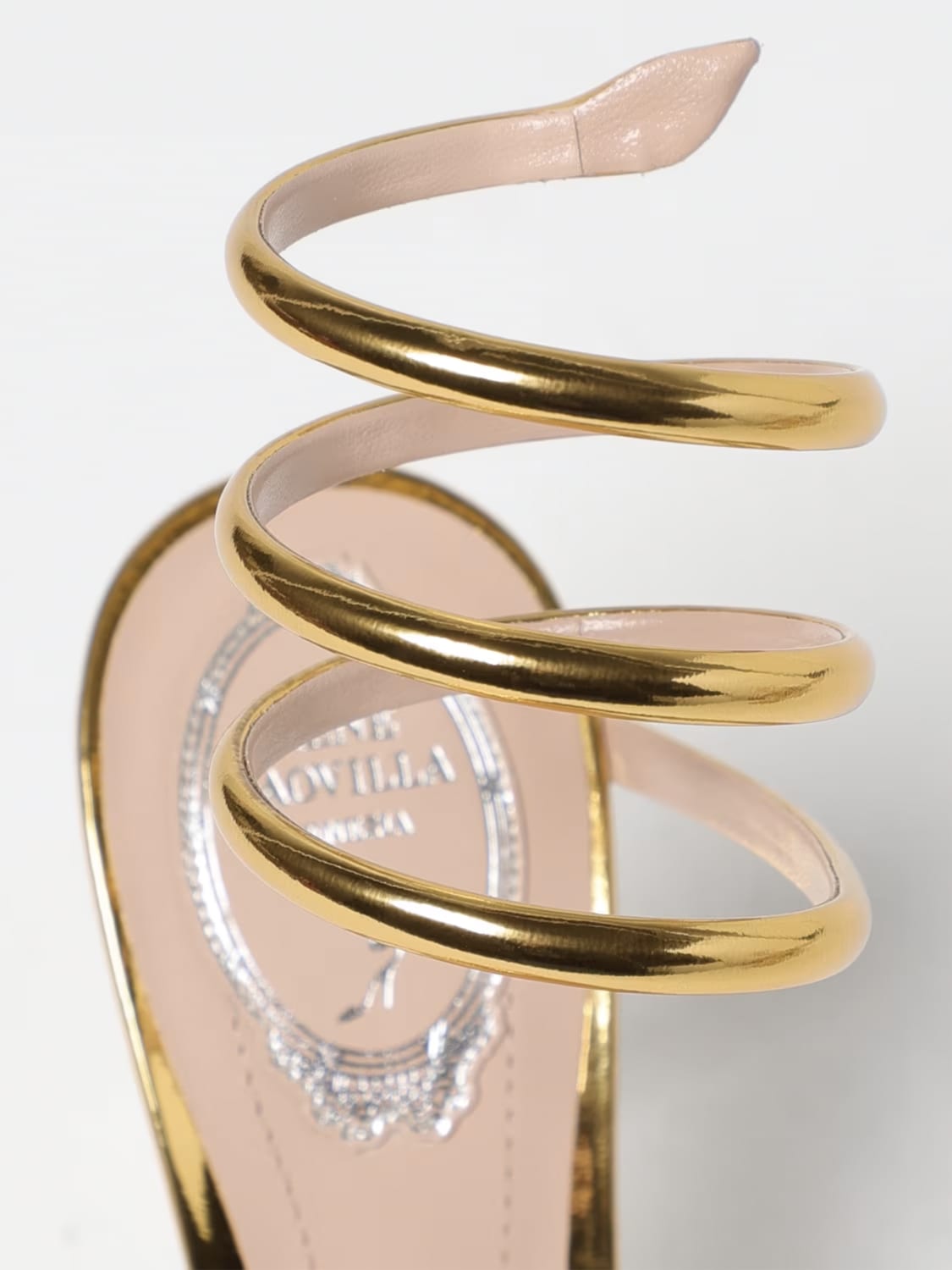 RENE CAOVILLA SANDALI CON TACCO: Sandalo Cleo Rene Caovilla in vernice laminata , Oro - Img 4