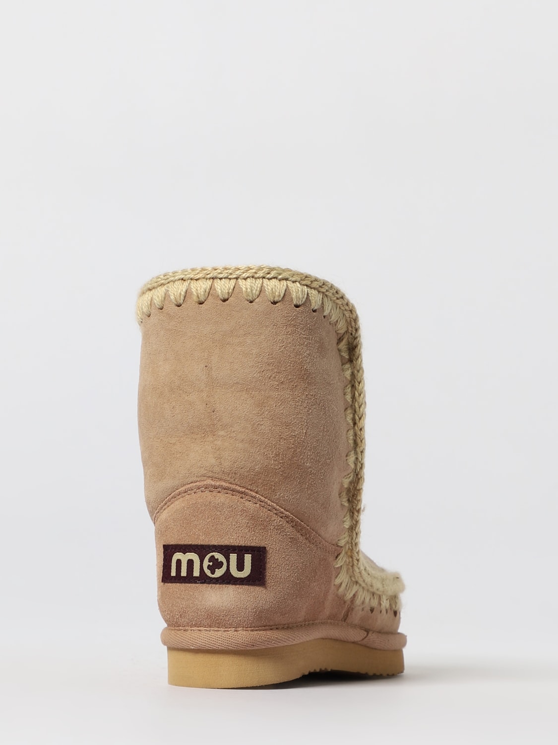 MOU SCARPE: Stivaletto Eskimo Mou in camoscio con cuciture in lana , Beige - Img 3