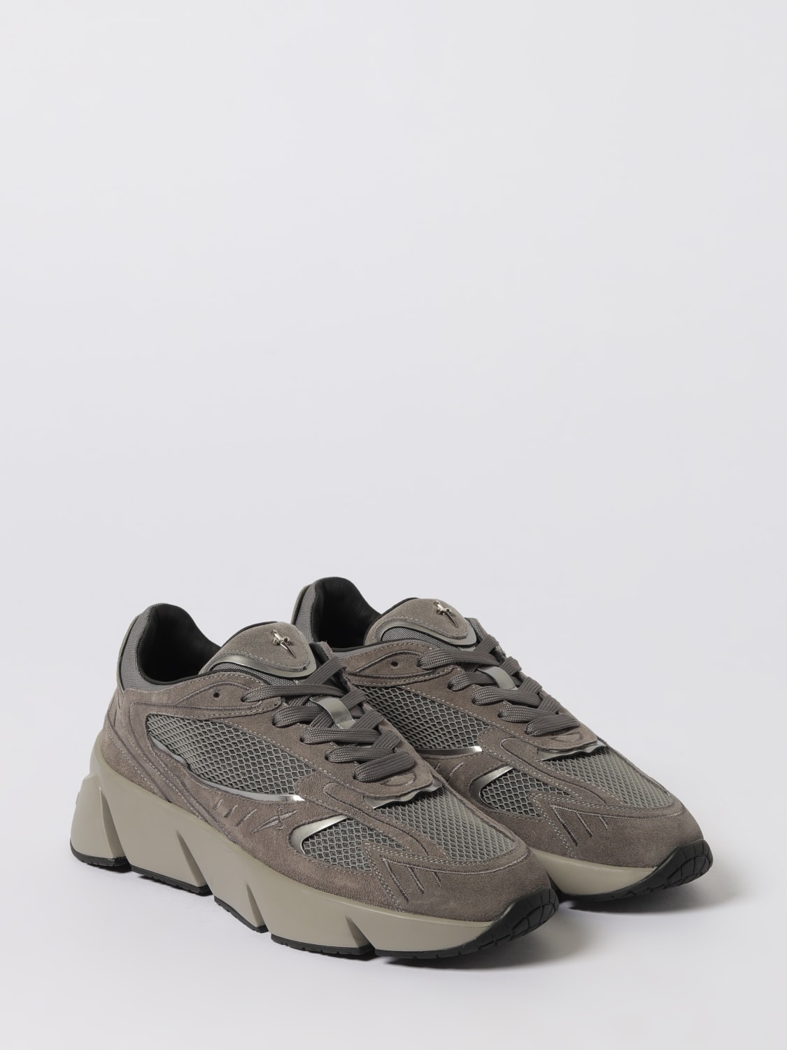 PACIOTTI SNEAKERS: Sneakers Maxi Running Paciotti in camoscio e mesh, Grigio - Img 2