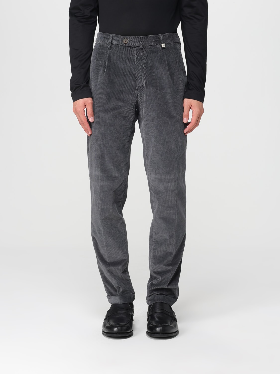 MYTHS PANTALONI: Pantalone Carrot regular in velluto mille righe Myths, Antracite - Img 1