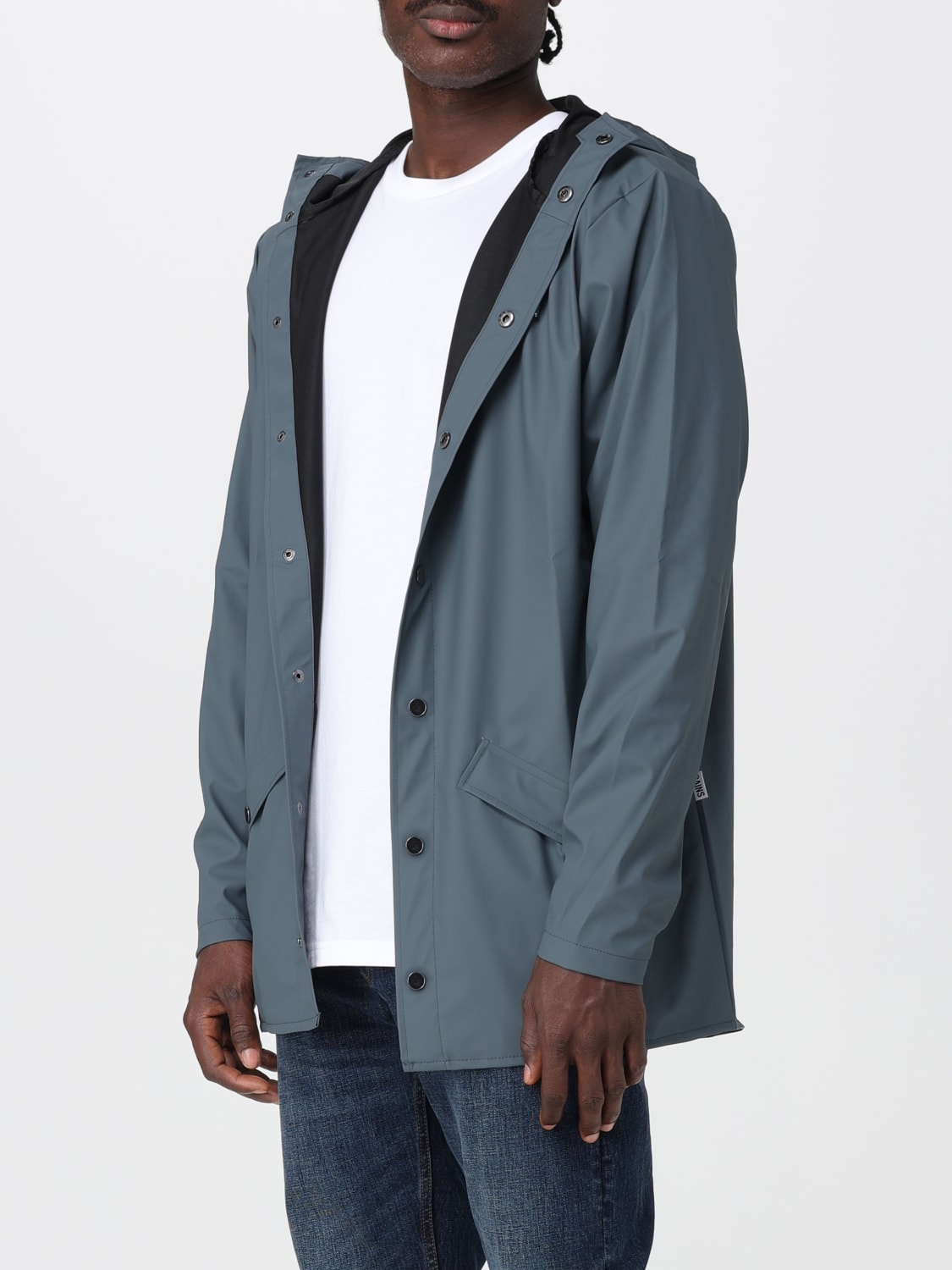 RAINS GIACCA: Giubbotto Rains in nylon con cappuccio , Azzurro - Img 3