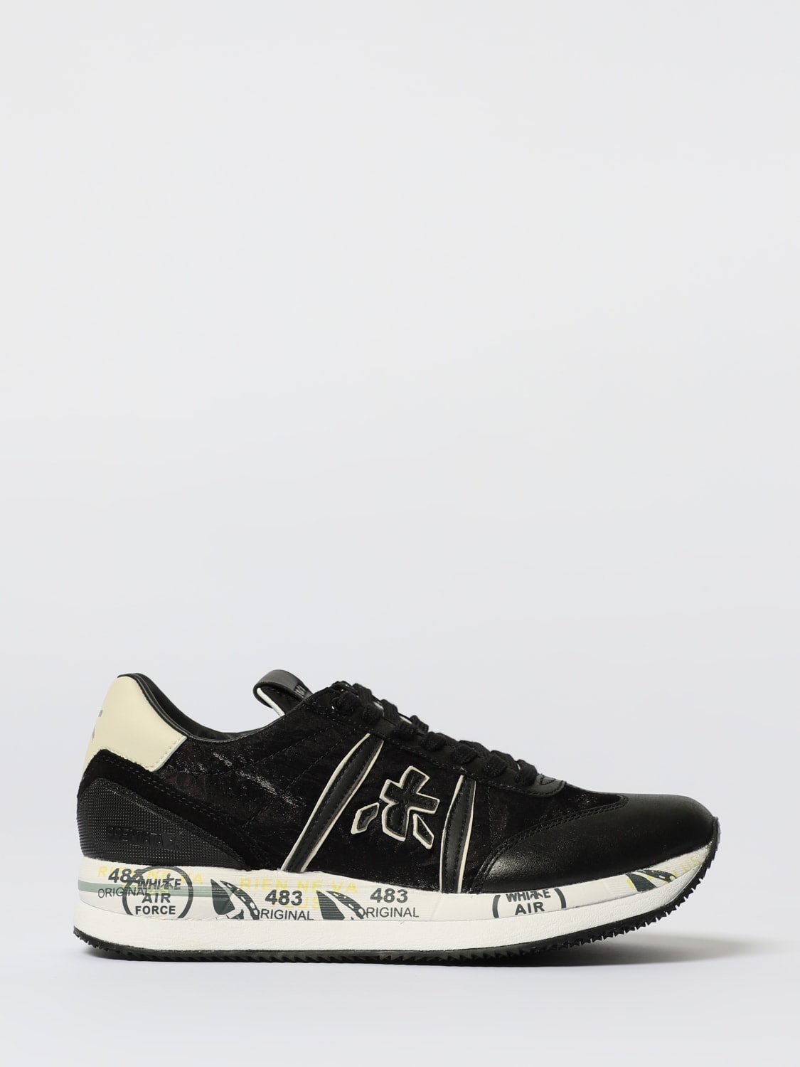 PREMIATA SNEAKERS: Sneakers Conny Premiata in pelle e tessuto lurex , Nero - Img 1